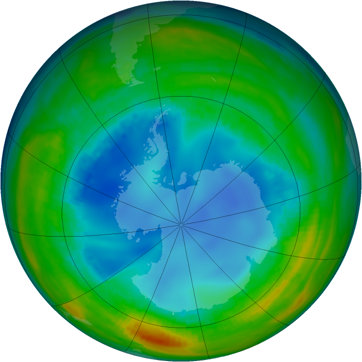 Antarctic ozone map for 01 August 1992